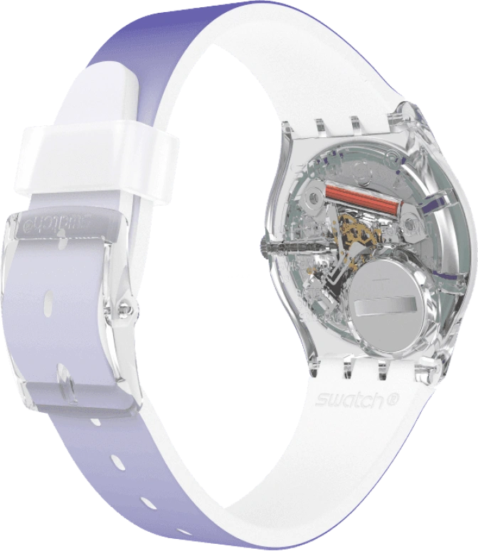 Swatch,Originals 34mm,34mm,Plastic,Purple,Green,Sapphire,Crystal Glass,GE718