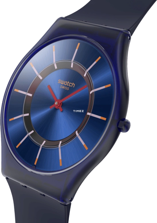 Swatch,SKIN 34mm,34mm,Bio-sourced,Blue,Quartz,SS08N117