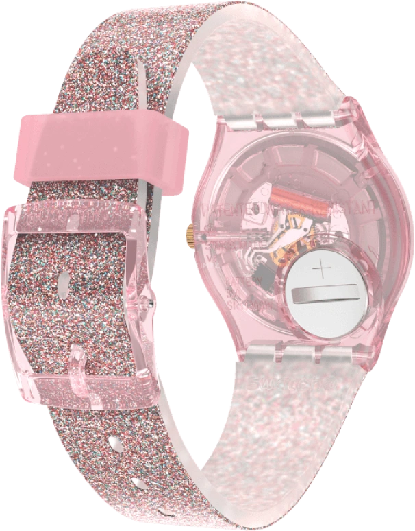 Swatch,Originals 34mm,34mm,Plastic,Pink,Sapphire,Crystal Glass,GP168