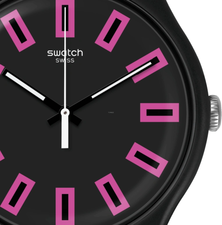 Swatch,Originals 41mm,41mm,Plastic,Black,Pink,Sapphire,Crystal Glass,SUOB146C