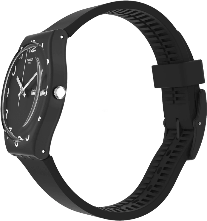 Swatch,Originals 39.20mm,39.20mm,Plastic,Black,Sapphire,Crystal Glass,Closed,GB757