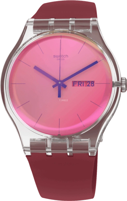 Swatch,Originals 41mm,41mm,Plastic,Pink,Sapphire,Crystal Glass,SUOK717