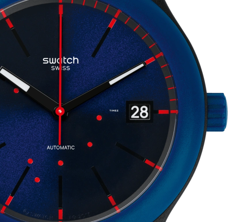 Swatch,Sistem 51 42mm,42mm,Plastic,Blue,Automatic,Day,90hours,SUTB403