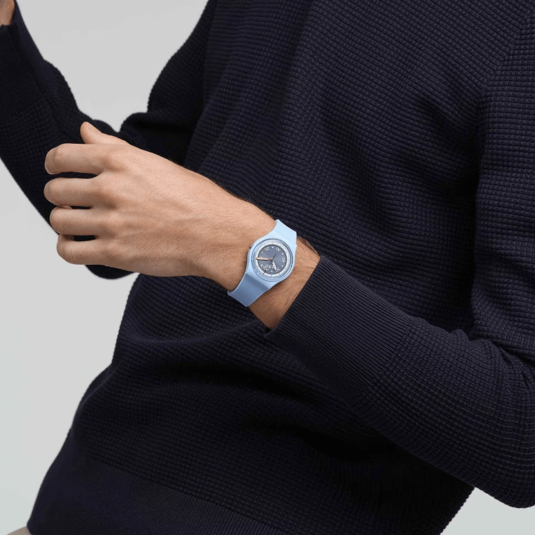 Swatch,Originals 34mm,34mm,Bioceramic,Blue,Quartz,Tonneau,SO31L100