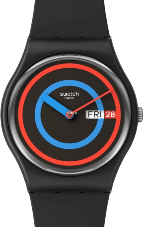 Swatch,Originals 34mm,34mm,Bio-sourced,Black,Quartz,Date,Day,SO28B706