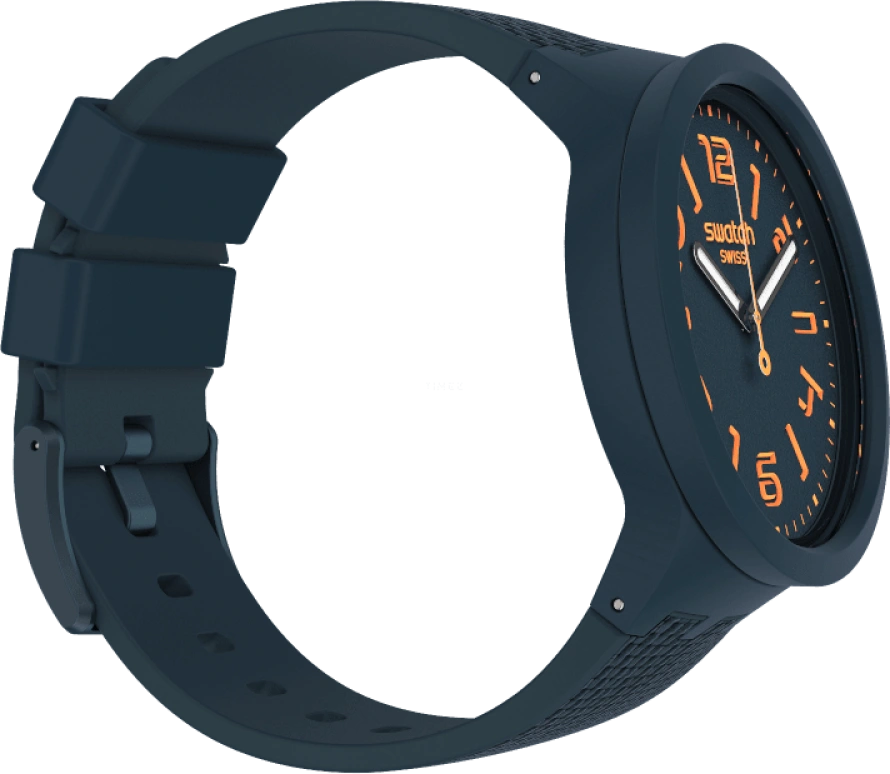 Swatch,THE BOLD 47mm,47mm,Plastic,Blue,Sapphire,Crystal Glass,Closed,SO27N107