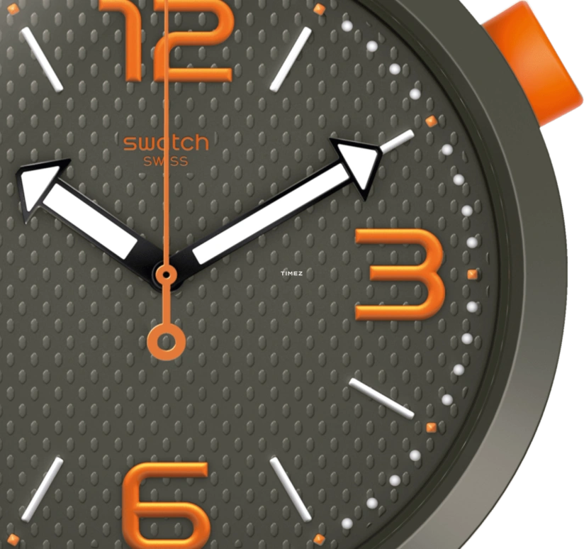 Swatch,THE BOLD 47mm,47mm,Plastic,Grey,Quartz,Round,Green,SO27M101