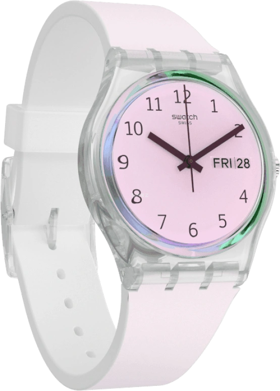 Swatch,Originals 34mm,34mm,Plastic,Pink,Green,Sapphire,Crystal Glass,GE714