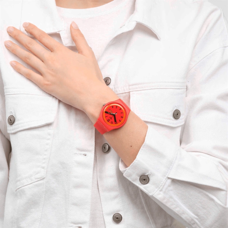 Swatch,Originals 41mm,41mm,Bio-sourced,Red,Quartz,Date,Day,SO29R705