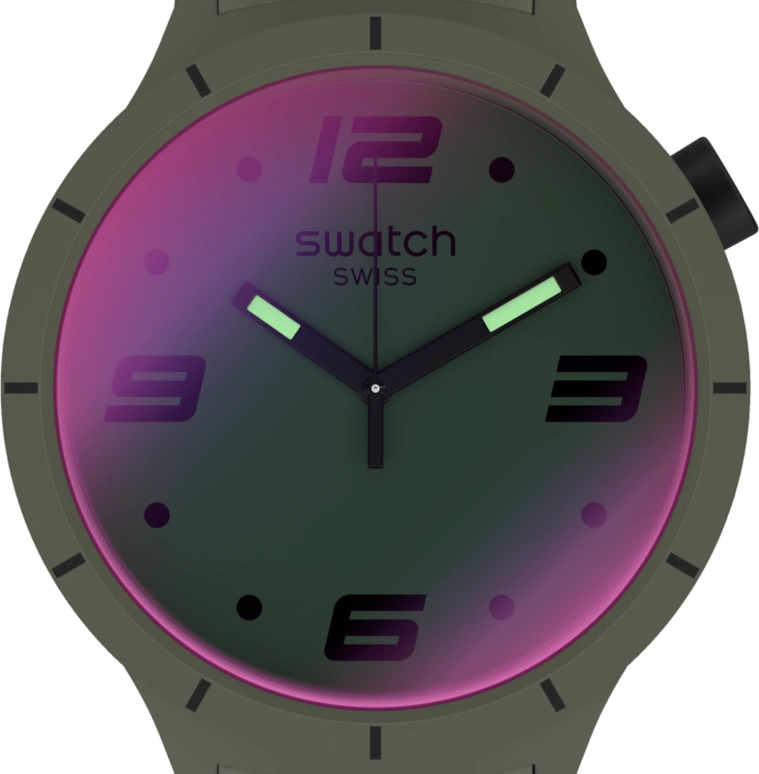 Swatch,THE BOLD 47mm,47mm,Plastic,Green,Sapphire,Crystal Glass,SO27M105