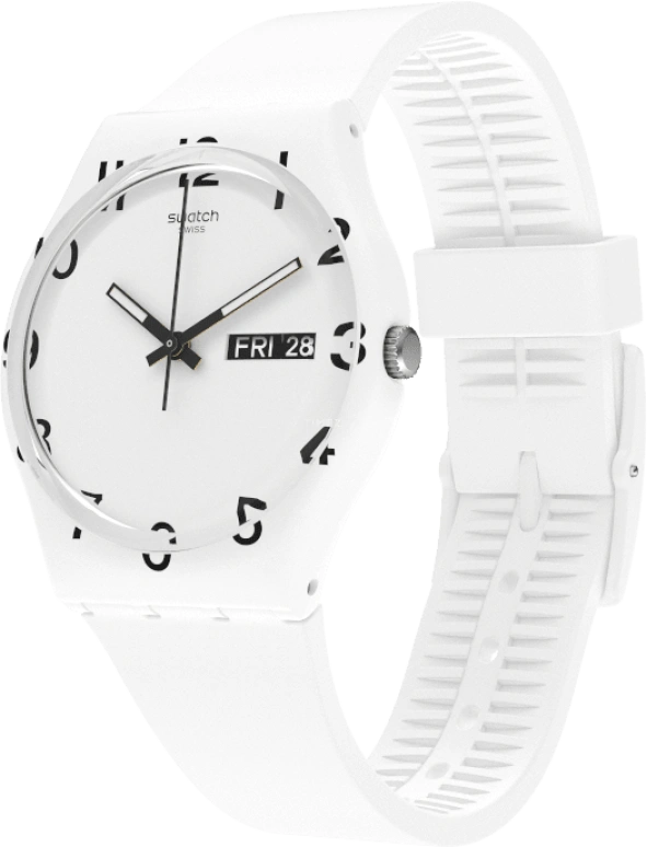 Swatch,Originals 39.20mm,39.20mm,Plastic,White,Sapphire,Crystal Glass,GW716