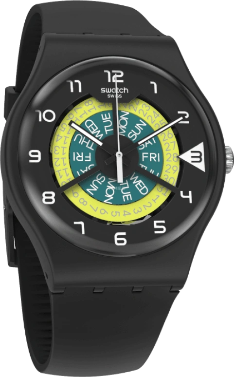 Swatch,Originals 41mm,41mm,Plastic,Black,Sapphire,Crystal Glass,Closed,SUOB732