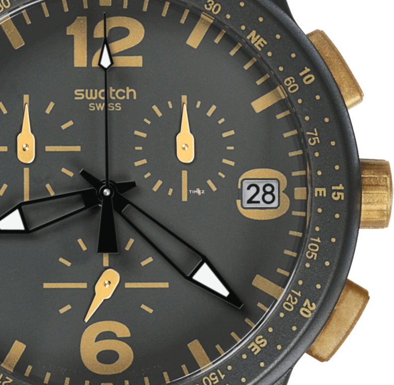 Swatch,Other 42mm,42mm,Plastic,Grey,Quartz,Chronograph,Day,SUSA401