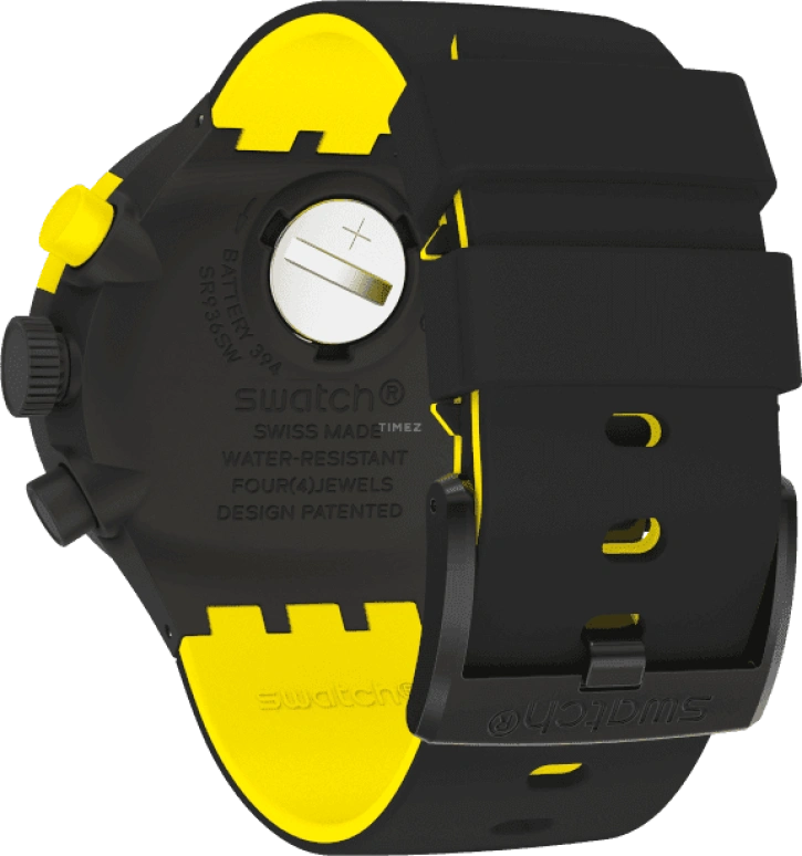 Swatch,THE BOLD 47mm,47mm,Plastic,Black,Sapphire,Crystal Glass,Closed,SB02B403