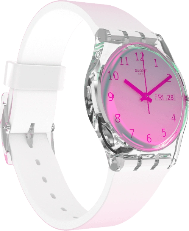 Swatch,Originals 34mm,34mm,Plastic,Pink,Sapphire,Crystal Glass,GE719