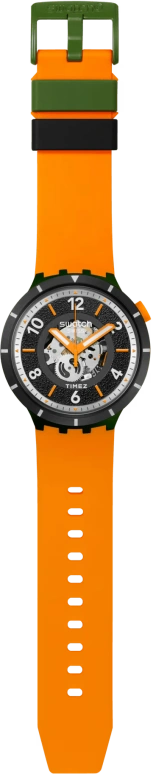 Swatch,THE BOLD 47mm,47mm,Bioceramic,Black,Quartz,Round,Green,SB03G107