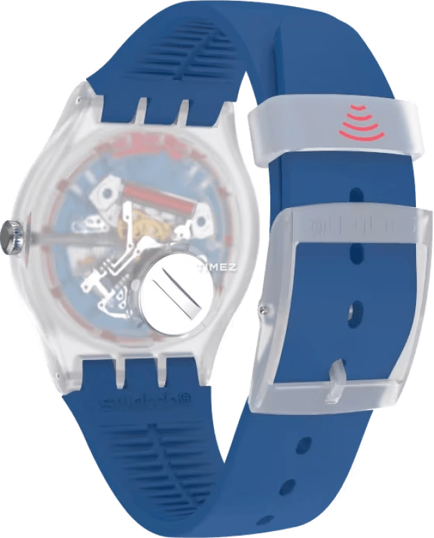 Swatch,Originals 41mm,41mm,Plastic,Blue,Quartz,Tonneau,Transparent,SVIW109,SVIW109-5300