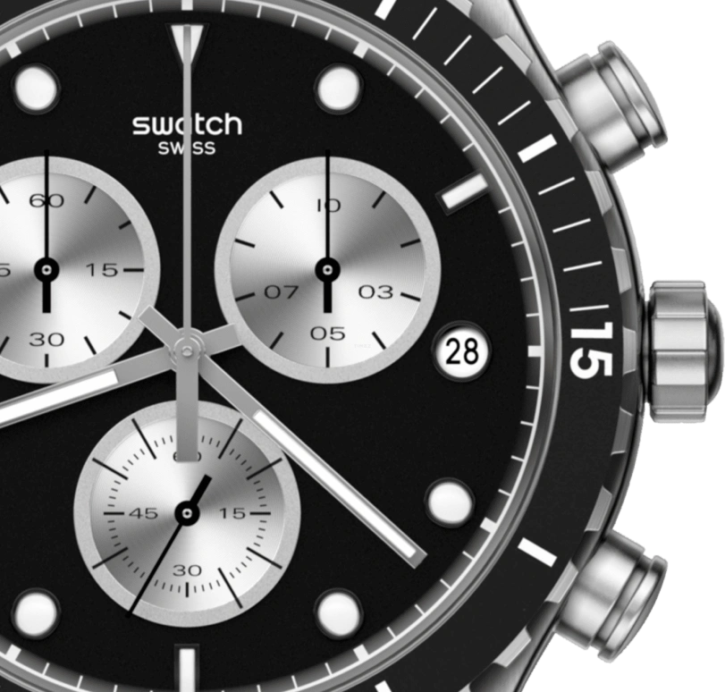 Swatch,IRONY 43mm,43mm,Stainless Steel,Black,YVS487