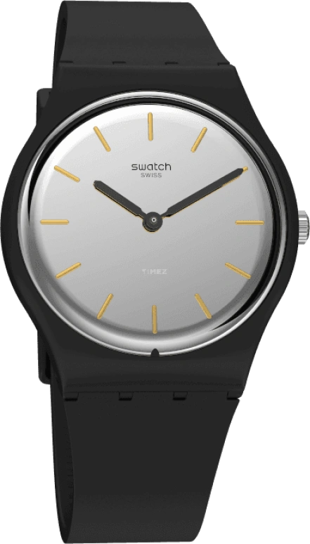 Swatch,Originals 34mm,34mm,Plastic,Grey,Quartz,Round,Black,GB325