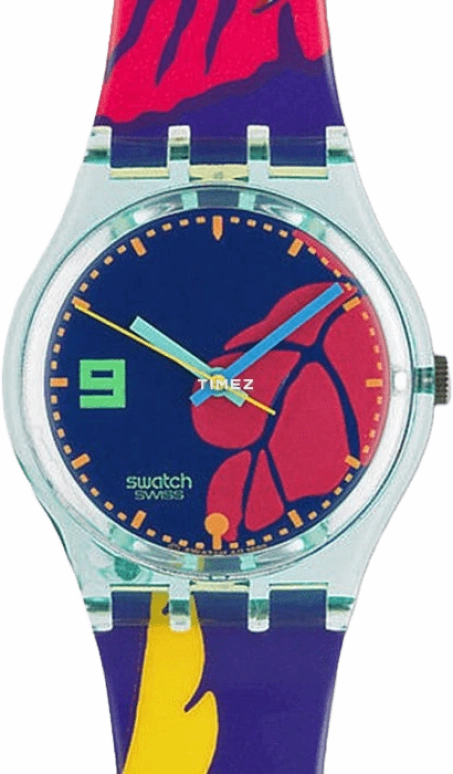 Swatch,Other 33mm,33mm,Plastic,Blue,Pink Red,Quartz,Crystal Glass,Tonneau,GL101
