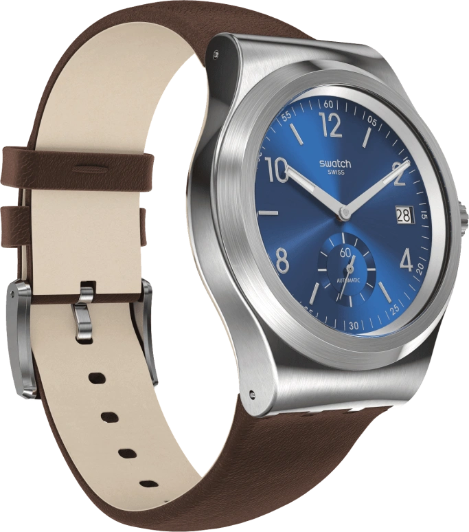Swatch,IRONY 42mm,42mm,Stainless Steel,Blue,Open,SY23S410