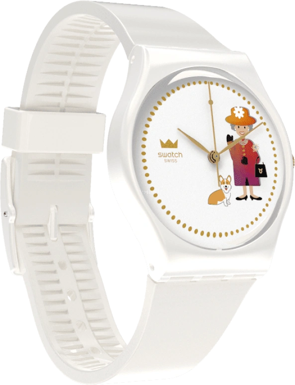 Swatch,Other 34mm,34mm,Plastic,White,Sapphire,Crystal Glass,GZ711