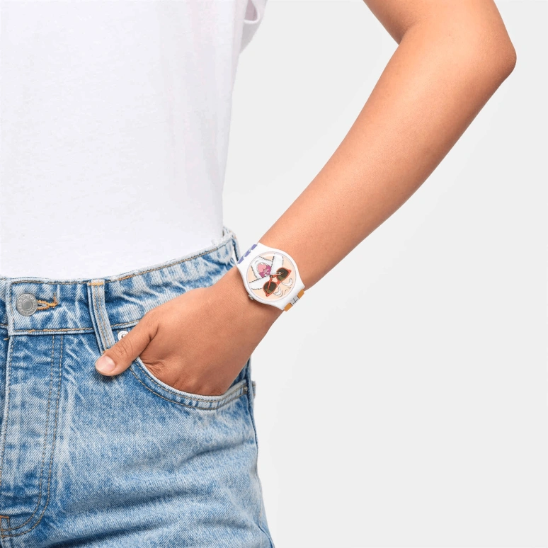 Swatch,Originals 41mm,41mm,Plastic,Multi-Color,Quartz,Sapphire,Crystal Glass,Round,SUOZ346