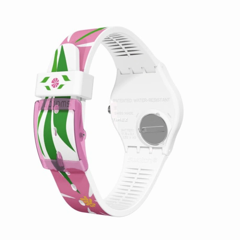 Swatch,Originals 34mm,34mm,Plastic,Pink Red,Quartz,Tonneau,White,GZ304