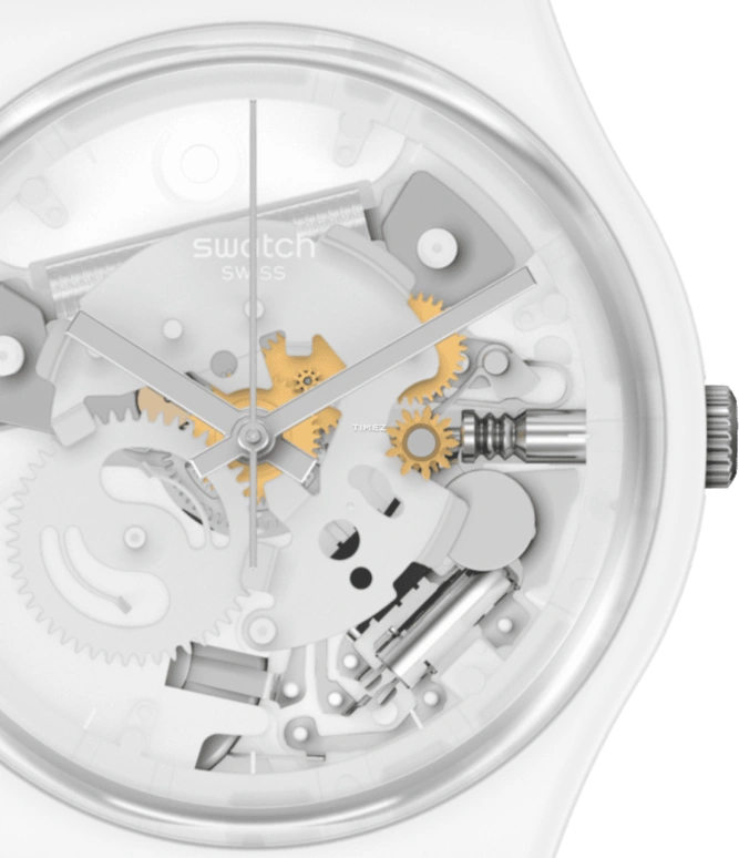 Swatch,Originals 34mm,34mm,Bioceramic,White,Quartz,Tonneau,SO31W102