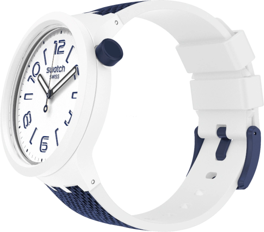 Swatch,THE BOLD 47mm,47mm,Plastic,White,Sapphire,Crystal Glass,Closed,SO27W102