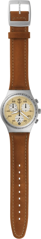 Swatch,Other 40mm,40mm,Aluminium,Beige,Quartz,Chronograph,Day,YCS4053