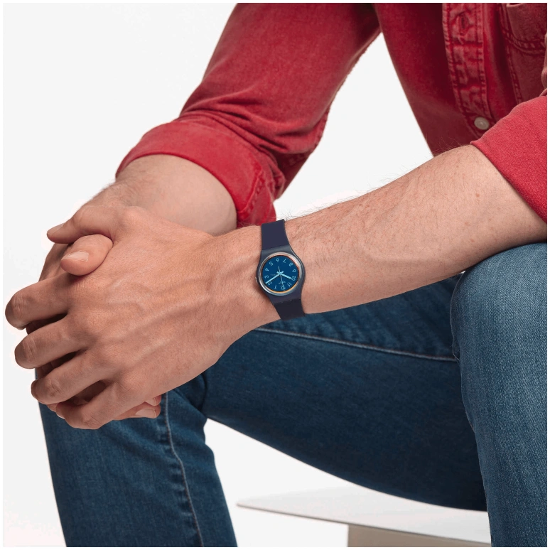 Swatch,Originals 34mm,34mm,Plastic,Blue,Closed,GN274