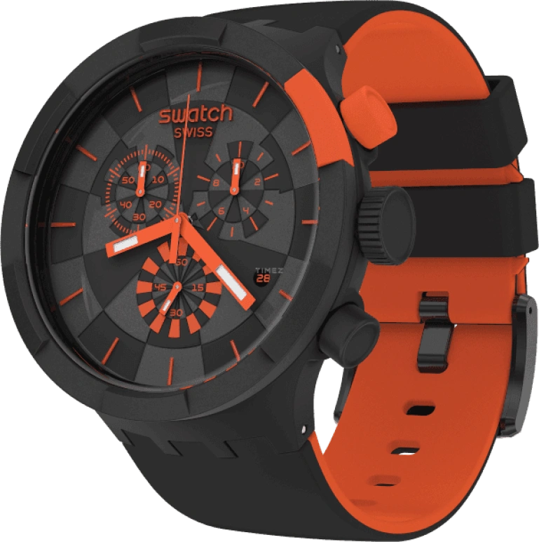 Swatch,THE BOLD 47mm,47mm,Plastic,Black,Sapphire,Crystal Glass,SB02B402