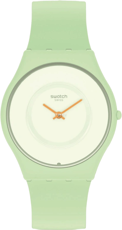 Swatch,SKIN 34mm,34mm,Ceramic,Green,Quartz,Round,Cyan,SS09G101