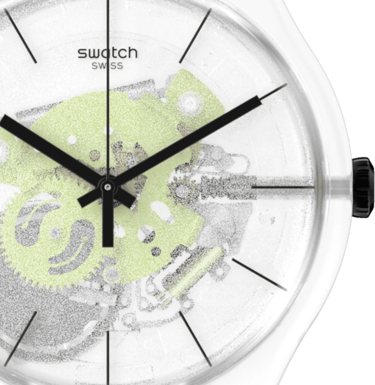 Swatch,Originals 41mm,41mm,Bioceramic,Transparent,Quartz,Tonneau,SO29K106