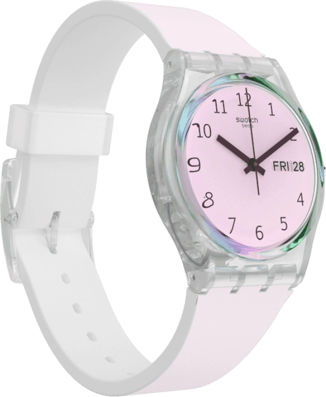 Swatch,Originals 34mm,34mm,Plastic,Pink,Green,Sapphire,Crystal Glass,GE714