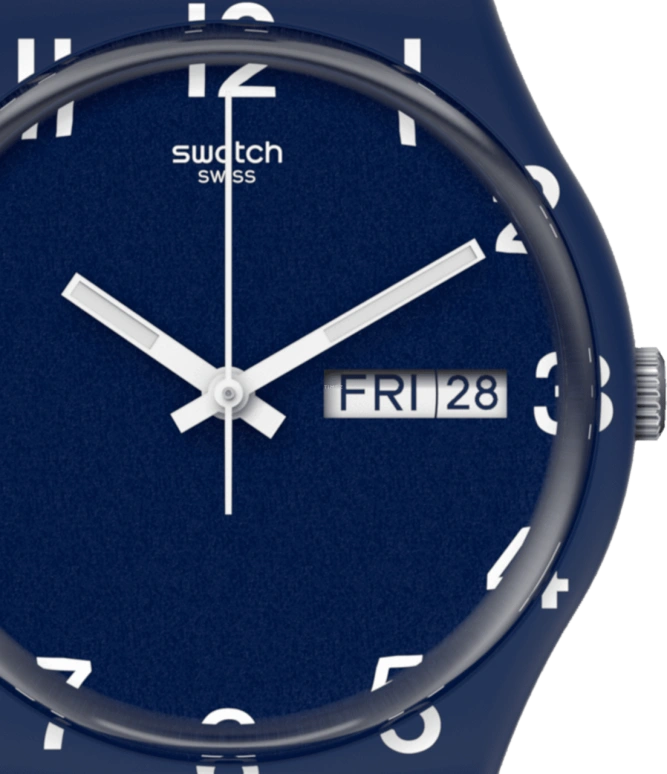 Swatch,Originals 39.20mm,39.20mm,Plastic,Blue,Sapphire,Crystal Glass,Closed,GN726