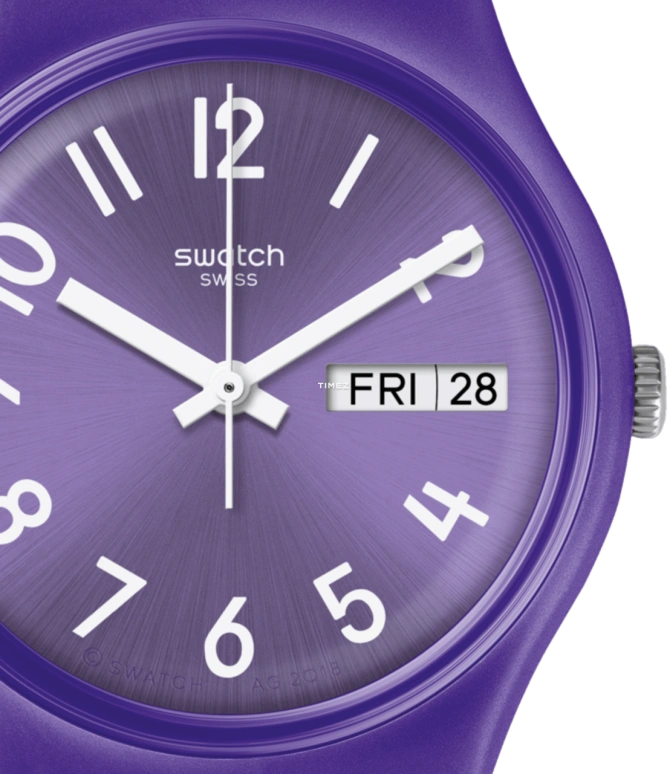 Swatch,Originals 34mm,34mm,Plastic,Purple,Quartz,Date,Day,GV701