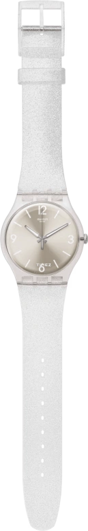 Swatch,Originals 41mm,41mm,Plastic,Silver,Grey,Quartz,Tonneau,White,SUOK112