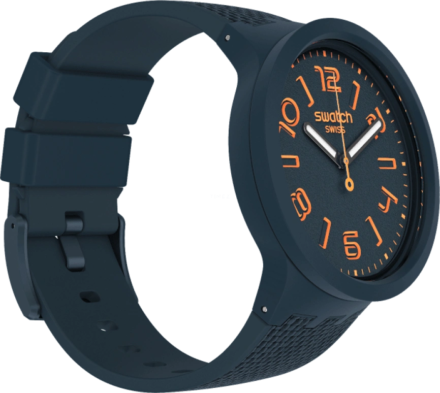 Swatch,THE BOLD 47mm,47mm,Plastic,Blue,Sapphire,Crystal Glass,Closed,SO27N107