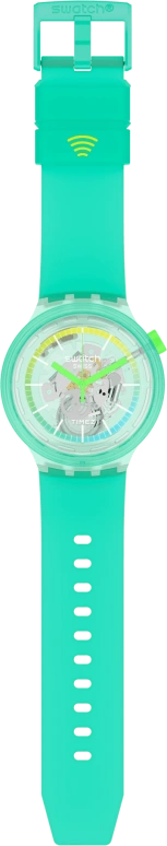 Swatch,THE BOLD 47mm,47mm,Plastic,Transparent,Quartz,Green,SO27L100,SO27L100-5300