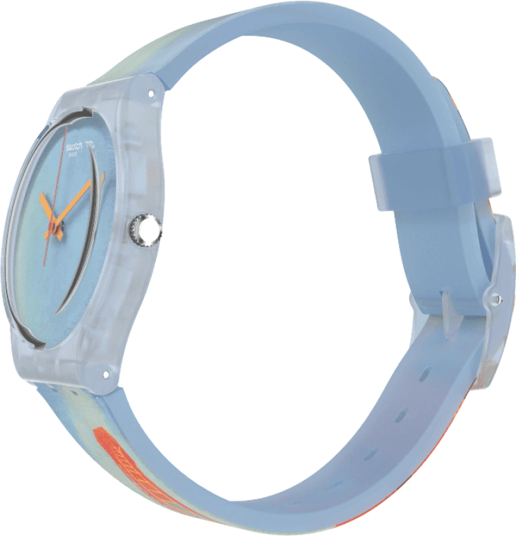 Swatch,Originals 34mm,34mm,Plastic,Blue,Quartz,Sapphire,Crystal Glass,Round,GZ357