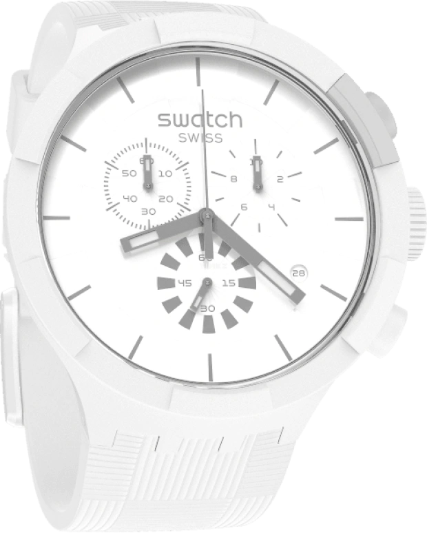 Swatch,THE BOLD 47mm,47mm,Plastic,White,Sapphire,Crystal Glass,SB02W400