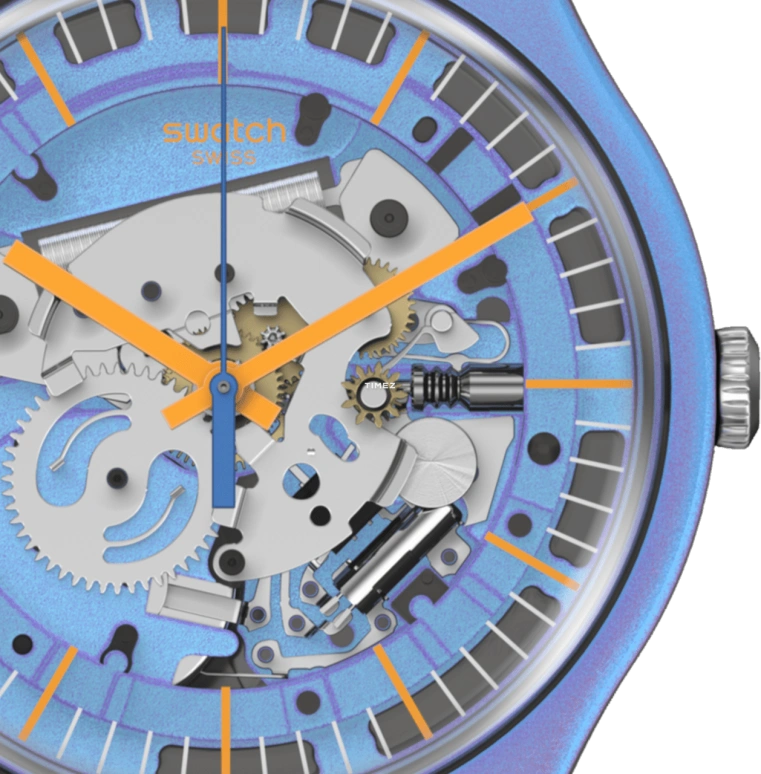 Swatch,Originals 41mm,41mm,Plastic,Blue,Quartz,Tonneau,SUOM116