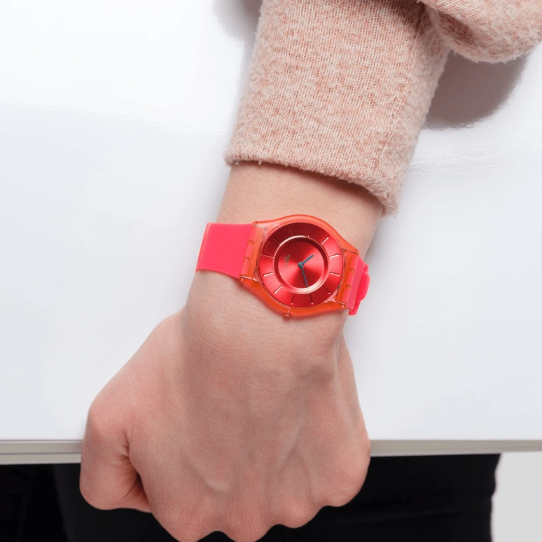 Swatch,SKIN 34mm,34mm,Bioceramic,Red,Open,SS08R100