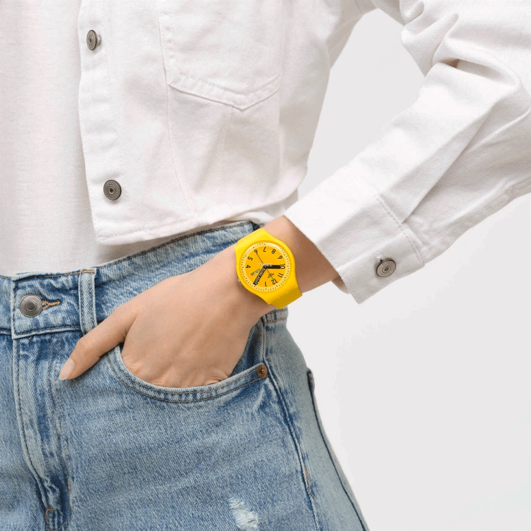 Swatch,Originals 41mm,41mm,Bio-sourced,Yellow,Quartz,Date,Day,SO29J702