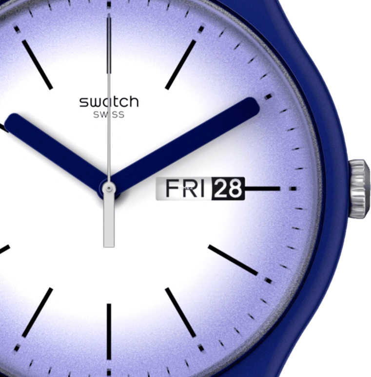 Swatch,Other 41mm,41mm,Plastic,Gradient,White,Quartz,Date,Day,SUON716