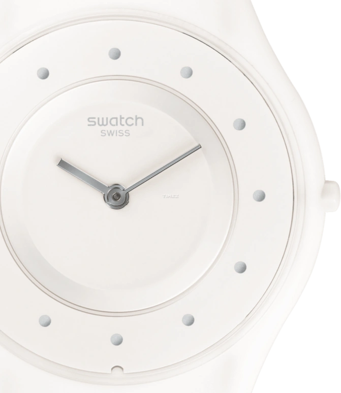 Swatch,SKIN 34mm,34mm,Plastic,White,Quartz,Tonneau,SFW110