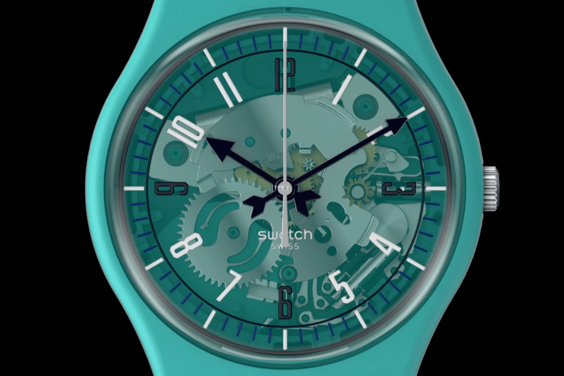 Swatch,Originals 34mm,34mm,Bio-sourced,Transparent,Quartz,Round,Blue,SO28G108