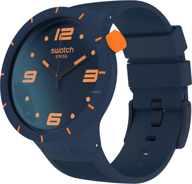 Swatch,THE BOLD 47mm,47mm,Plastic,Blue,Closed,SO27N110